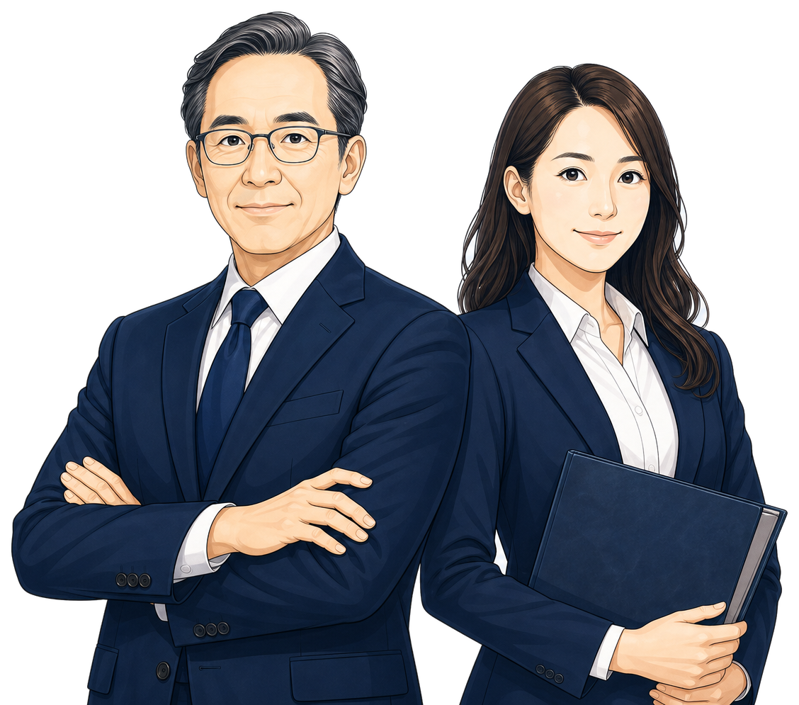 沖縄の融資相談を担当する2名のコンサルタントイラスト