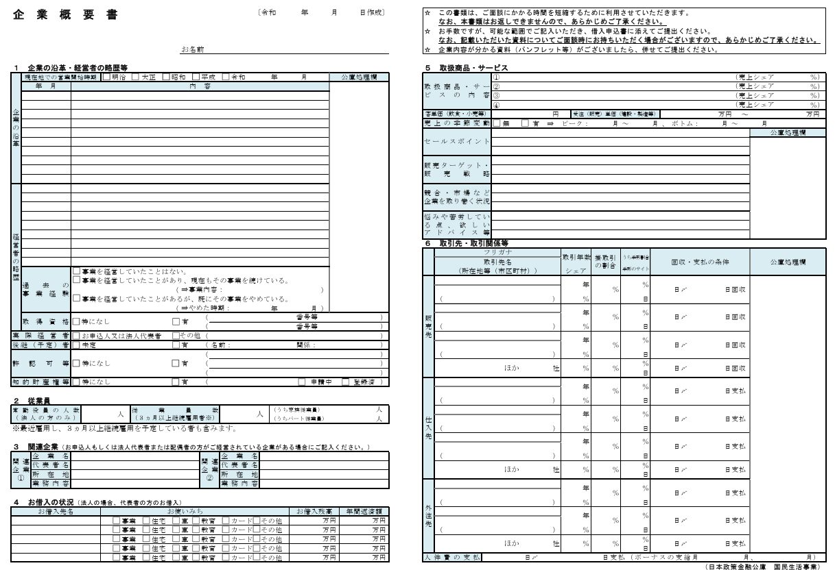 企業概要書