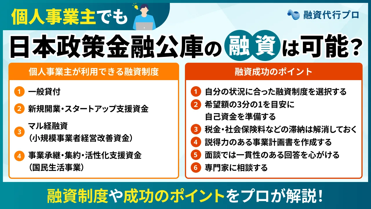 個人事業主でも日本政策金融公庫の融資は可能？必要書類もプロ解説