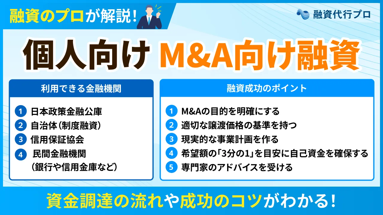 個人でもM&Aの融資は可能！成功のコツや資金調達の流れをプロ解説