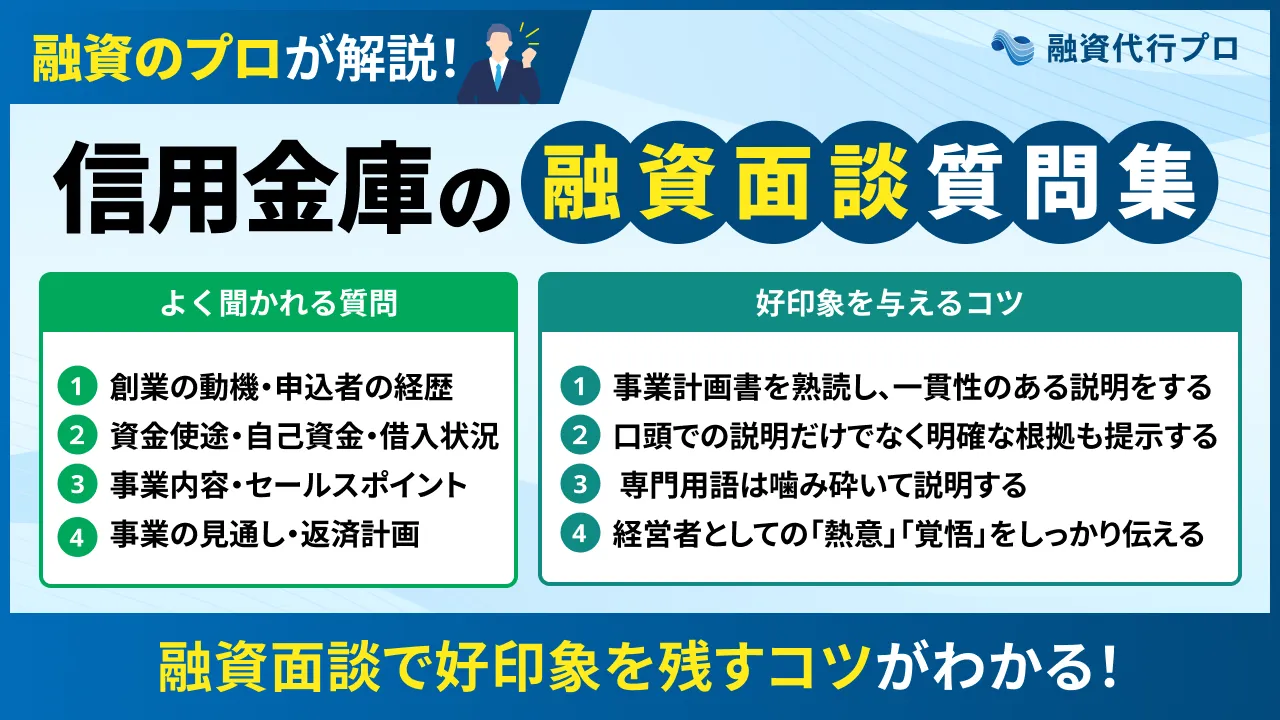 【32選】信用金庫の融資面談の質問集を回答例付きでプロ解説！