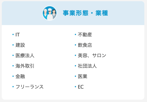 税理ドットコムは、様々な業種に対応