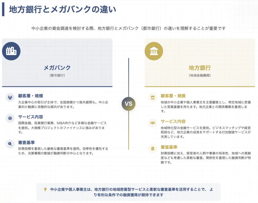 地方銀行とメガバンクの違い