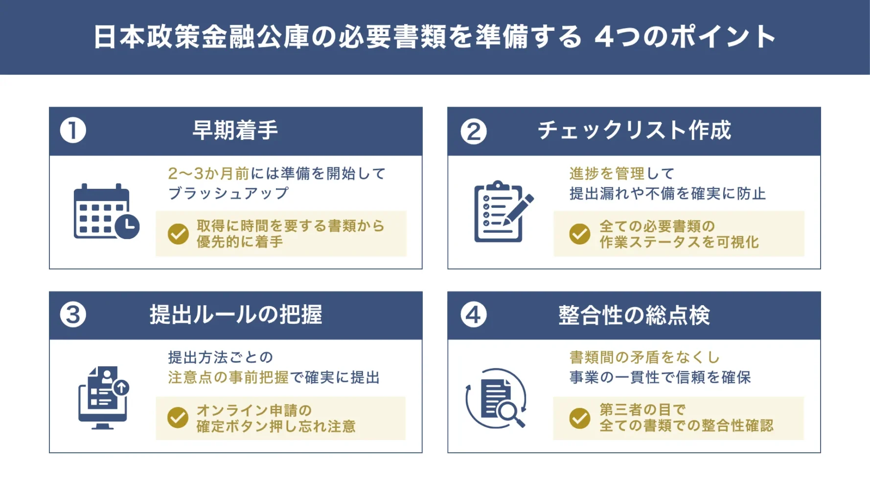 日本政策金融公庫の必要書類をスムーズに準備する「4つのポイント」