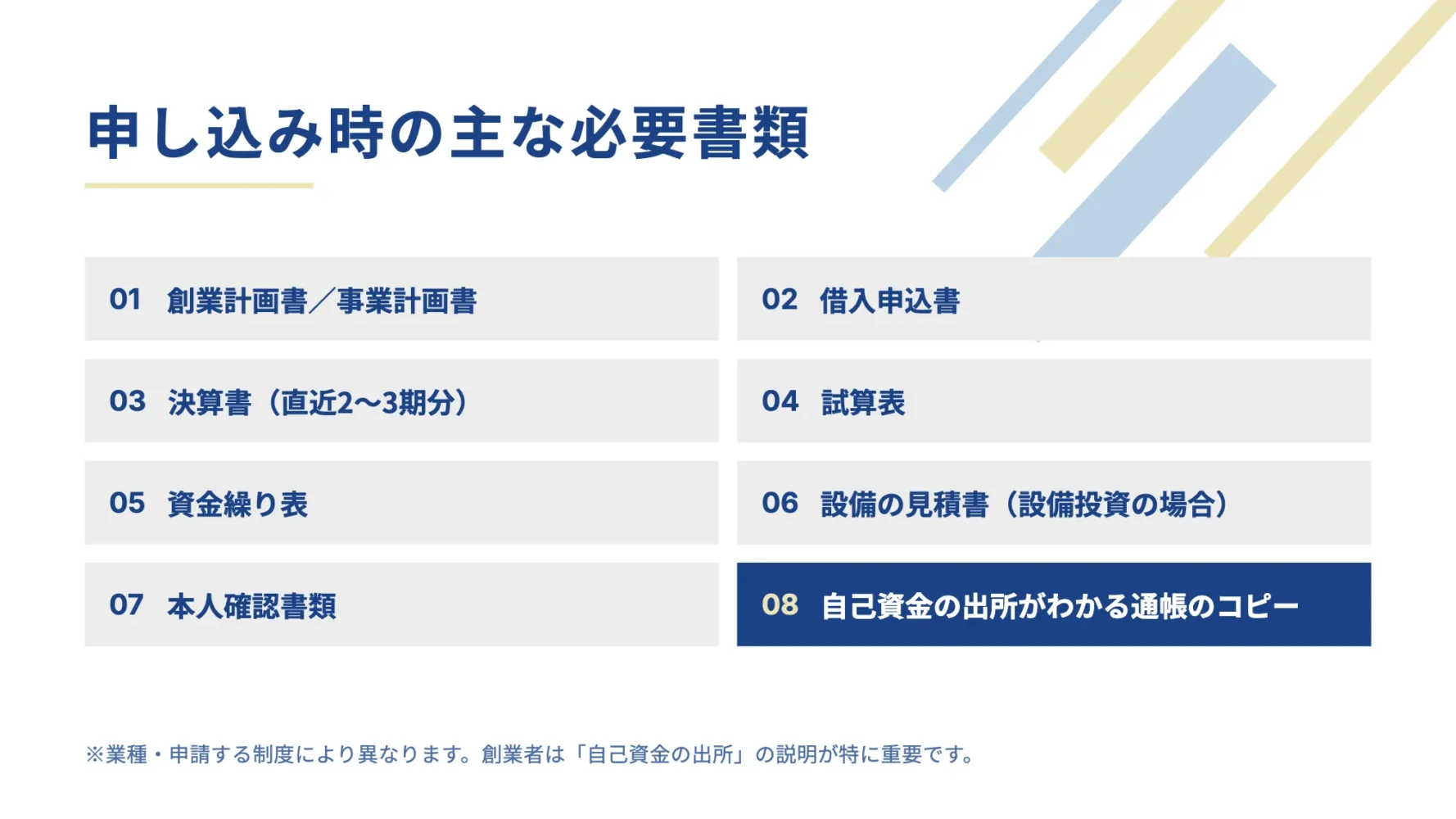 日本政策金融公庫の申し込み時の必要書類