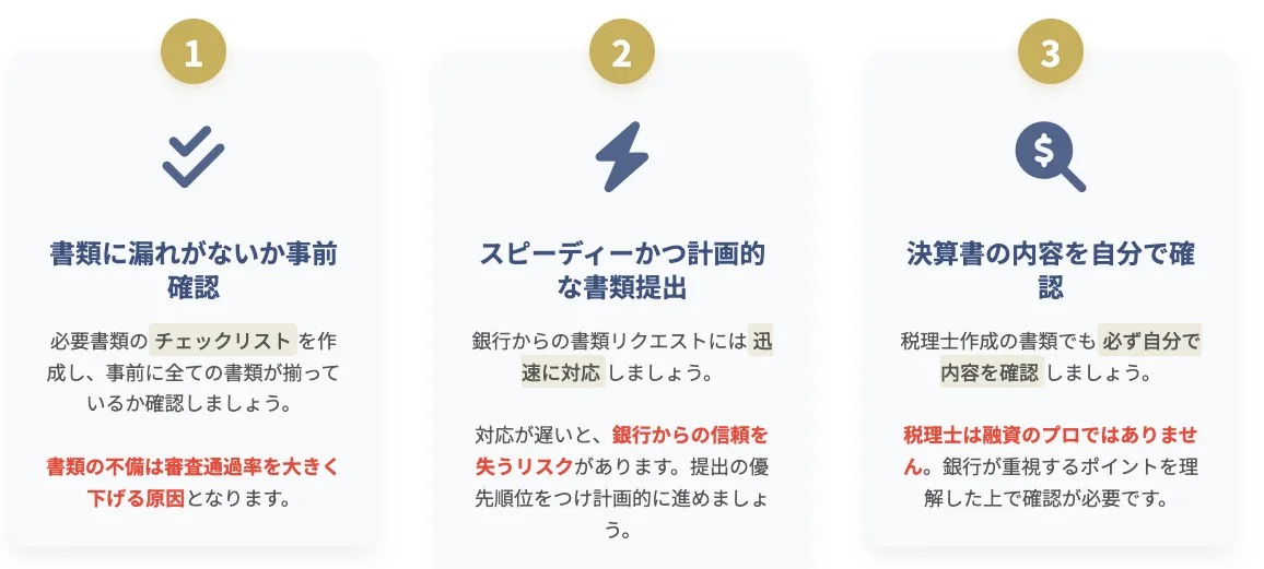 融資書類の準備・提出時の3つの注意点