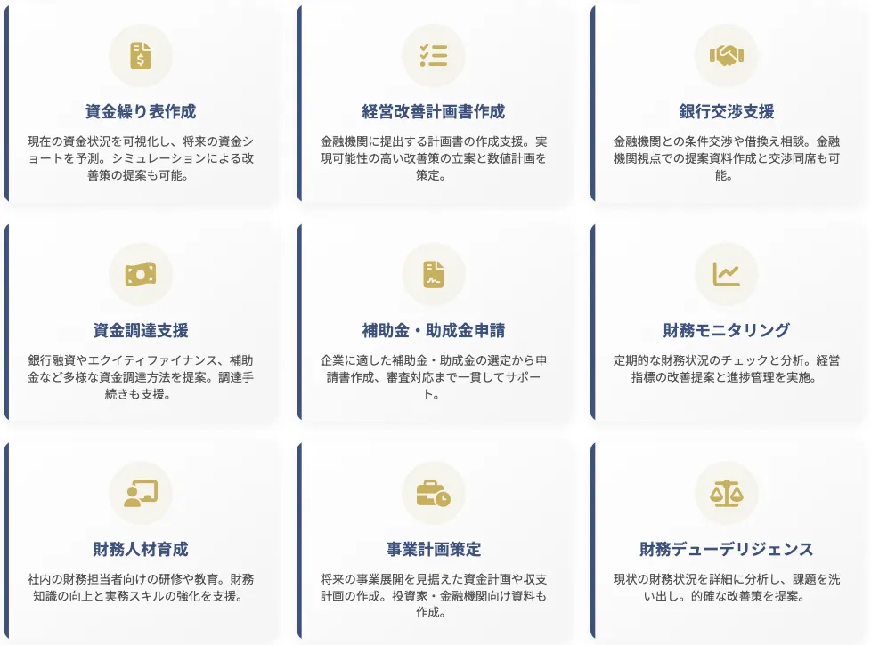 資金繰り相談・コンサルティングの支援内容と範囲